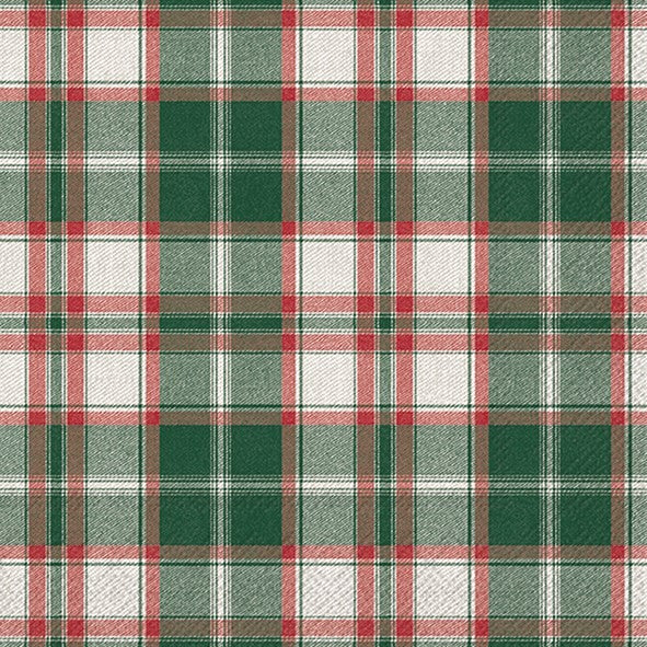 Green/Red Check - Luncheon Paper Napkins - Pack/20
