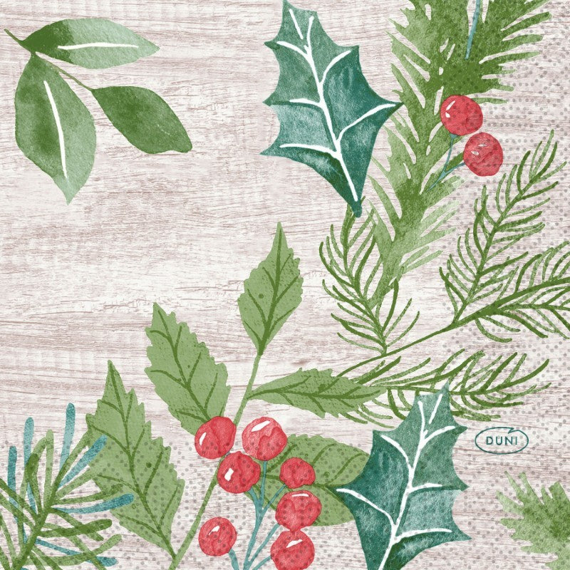 Winter Greenery - Cocktail Paper Napkins - Pack/20