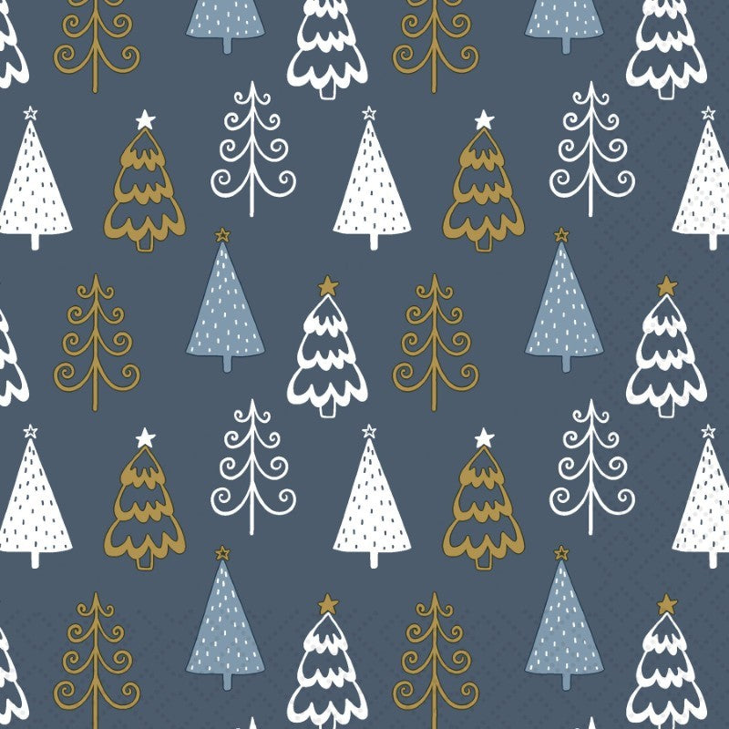Fun Trees Blue - Cocktail Paper Napkins - Pack/20