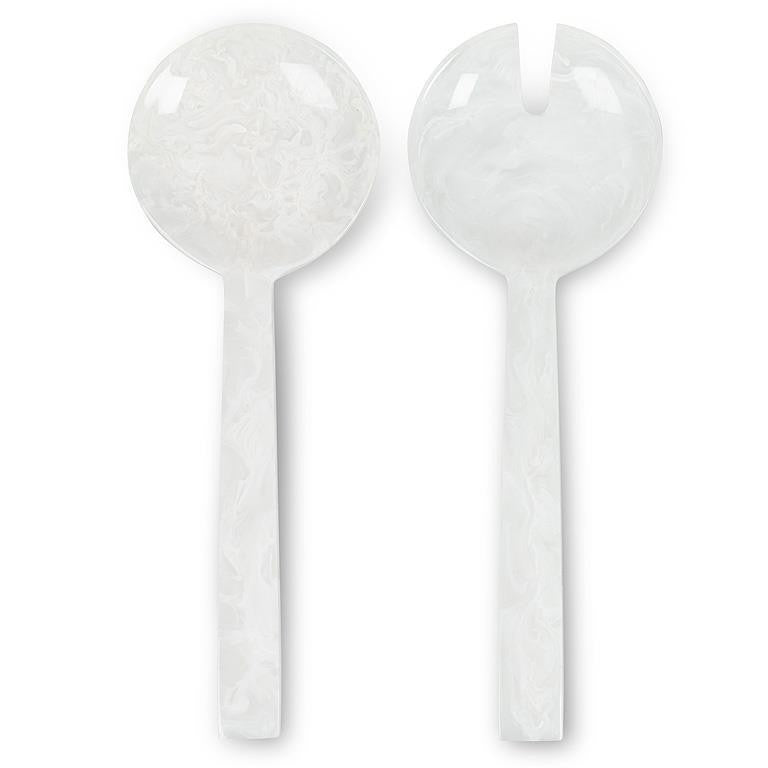 Oversized White Salad Servers, 11"L