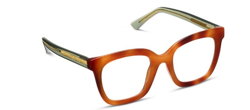Fanfare Blonde Tortoise/Green — Blue Light Reading Glasses