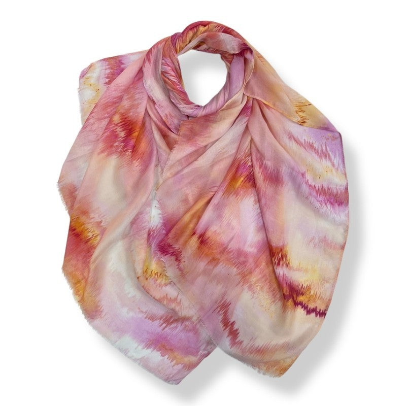 Abstract Iceberg Pink Brush Strokes On Medium Weight Scarf