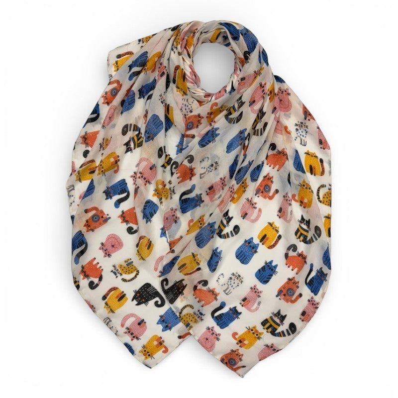 Colourful Cat Pattern Scarf