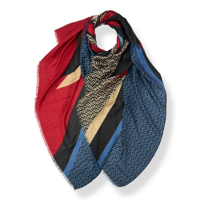 Navy Geometric Print Scarf