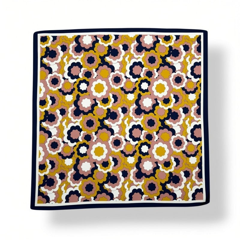 Retro Pop Black Floral Square Scarf
