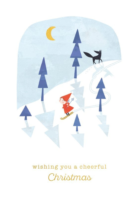 Elf Skiing Christmas Card