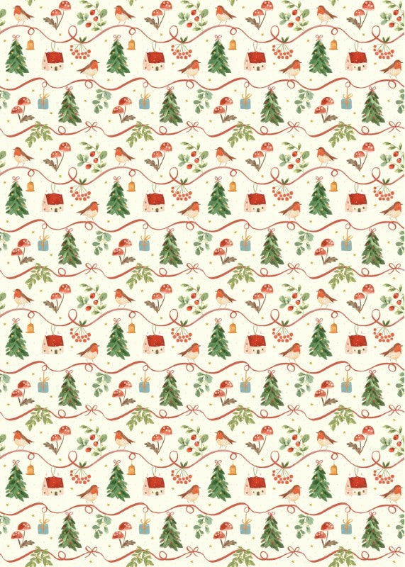 Holiday Birds Wrapping Paper, 3 Meters