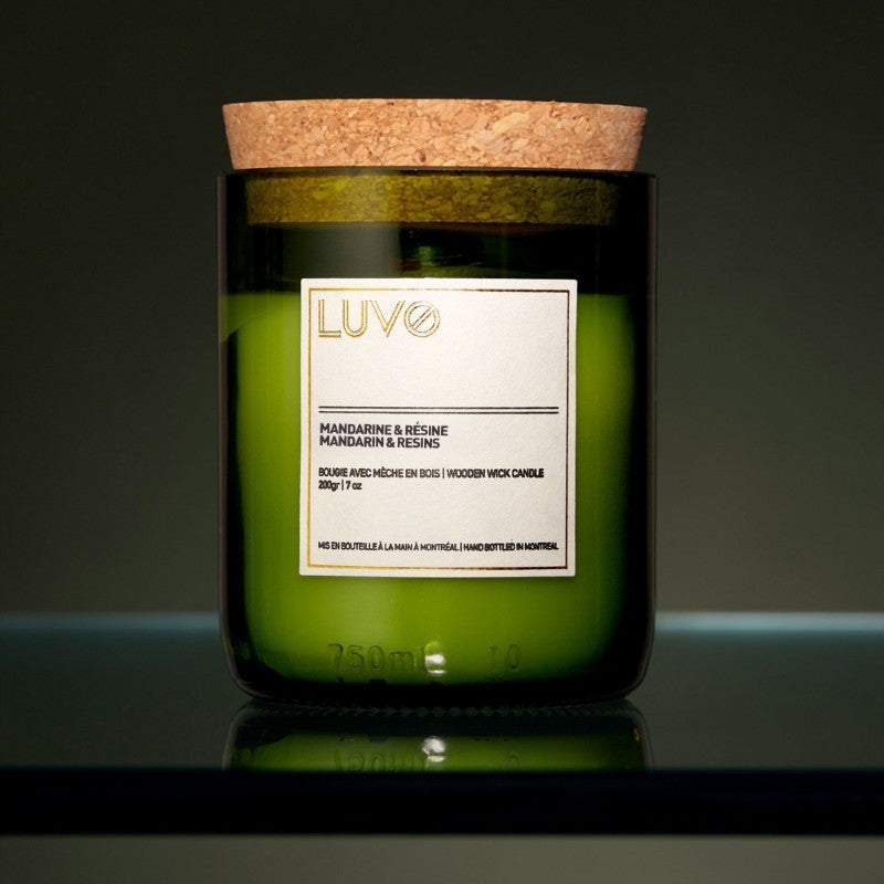 Mandarin &amp; Resin Wooden Wick Candle - 200g