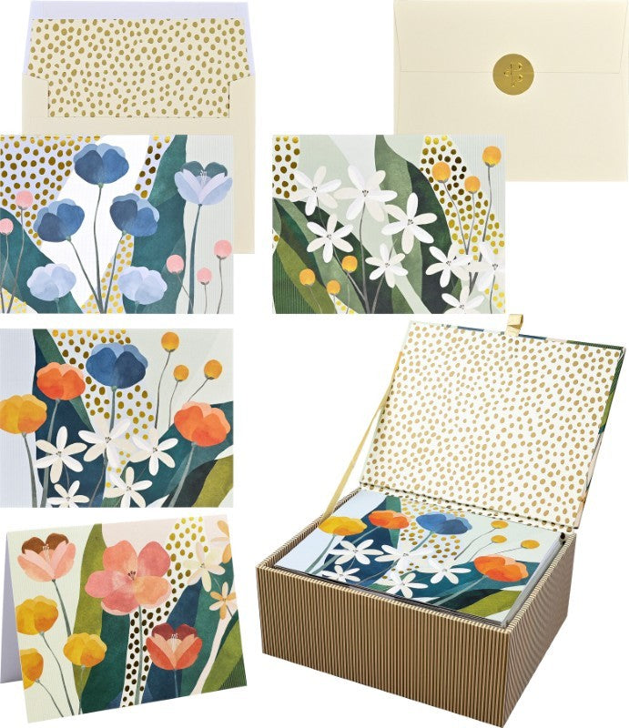 Floral Premium Note Cards, Box of 14