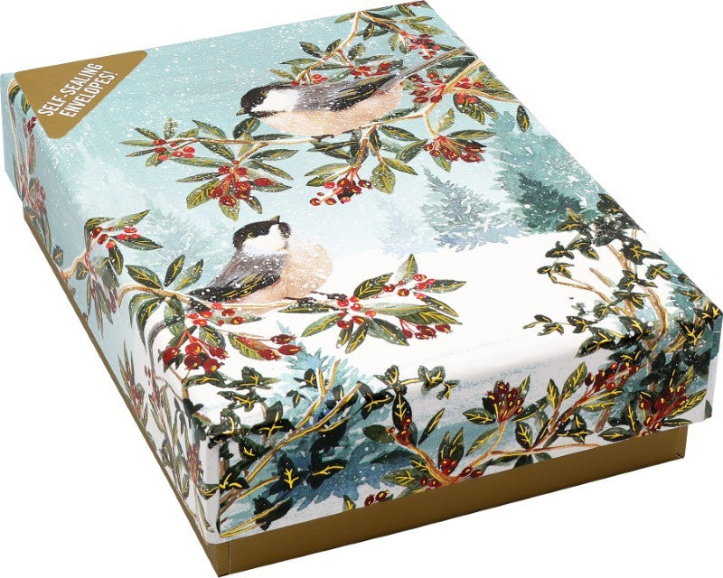 Chickadees in the Snow Holiday Cards, Box of 20