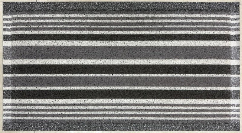 Grey Stripe Floral Matologie Doormat, 24" x 36"