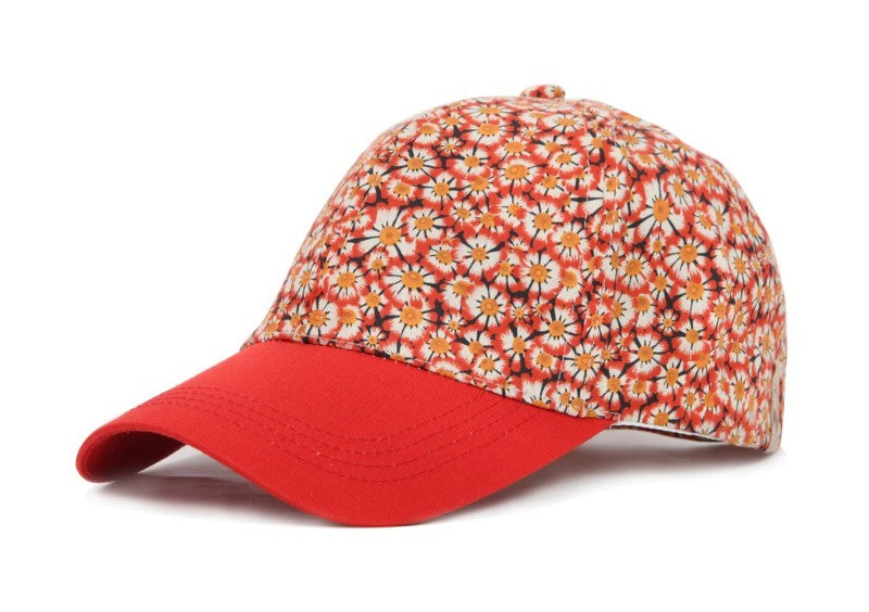 Cotton Flower Baseball Cap In Scarlet