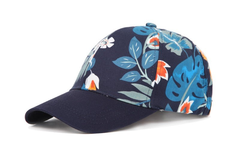 Cotton Flower Baseball Cap In Navy