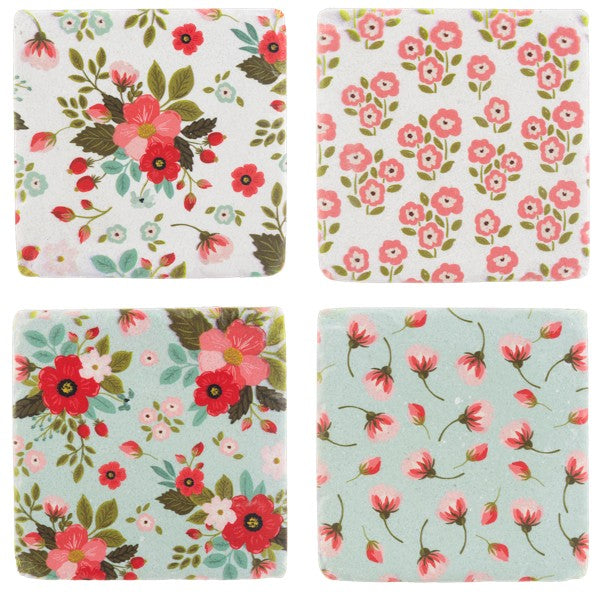Floral Coasters, Set of 4