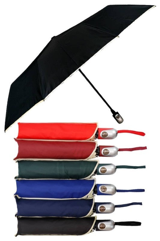 Solid Khaki Outline Compact Travel Size Umbrella