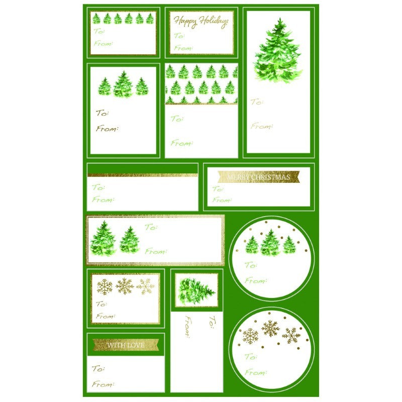 Green Trees Holiday Gift Tags, Pack-52