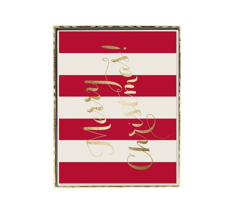 Stiped Christmas Cards, Box of 15