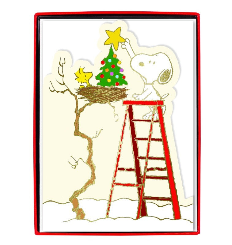 Snoopy Ladder Holiday Cards, Box of 15