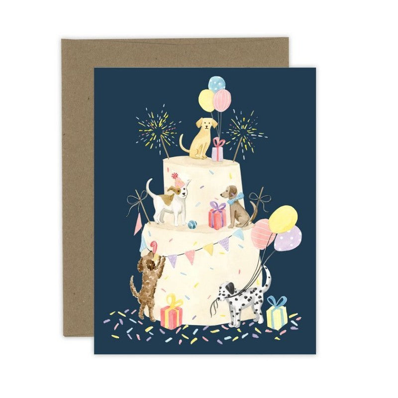 Dog Party Cake Birthday Card
