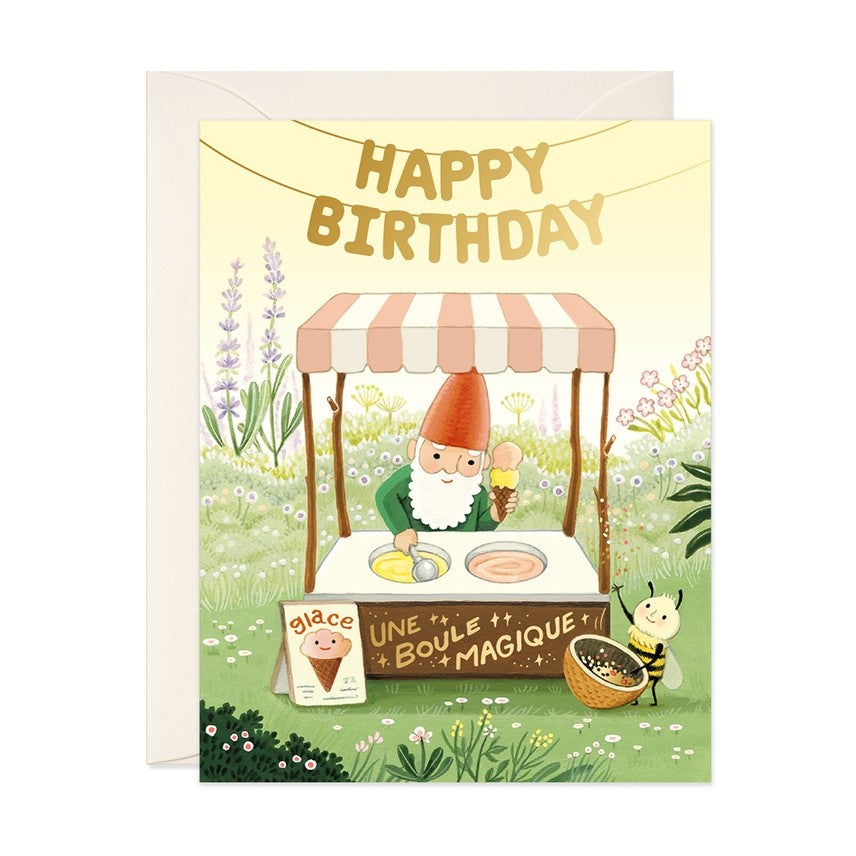 Gnome Magic Scoops Birthday Card