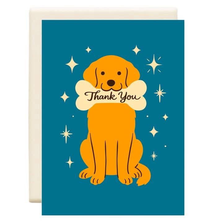 Golden Retreiver Blue Thank You Card