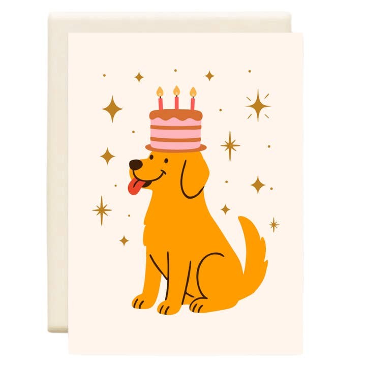 Golden Retriever Cake Birthday Card