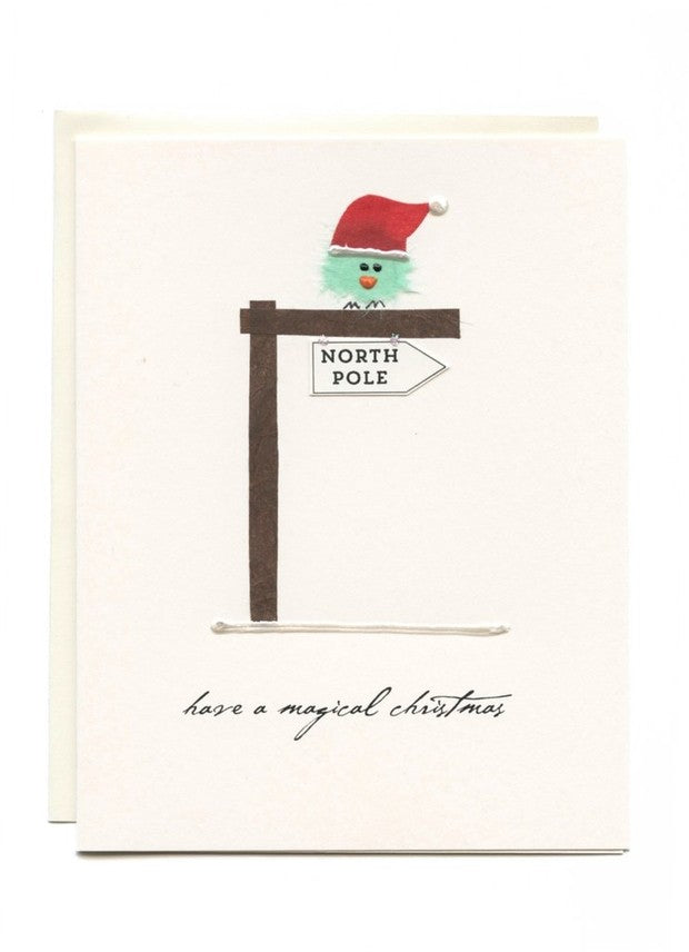Bird On North Pole Holiday Card