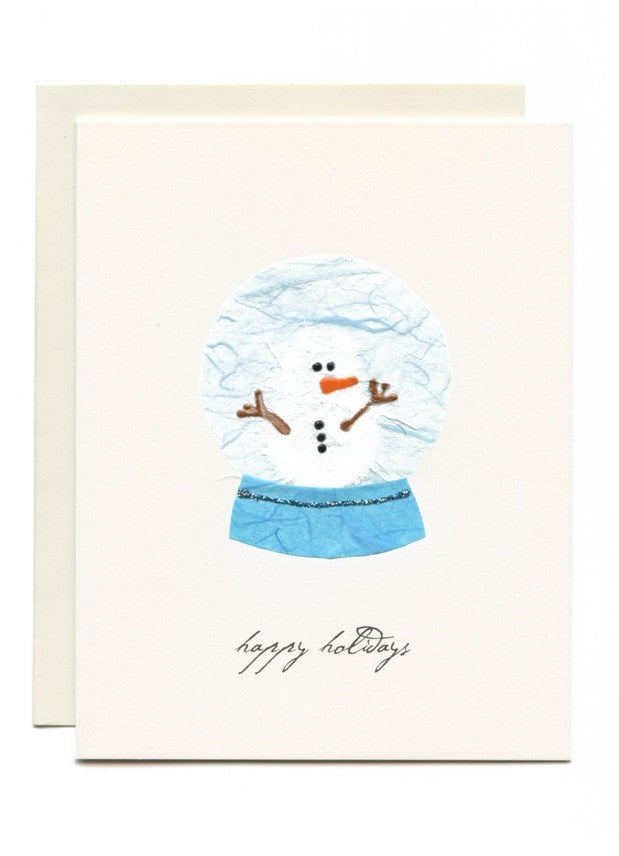 Snowman In Globe Holiday Card