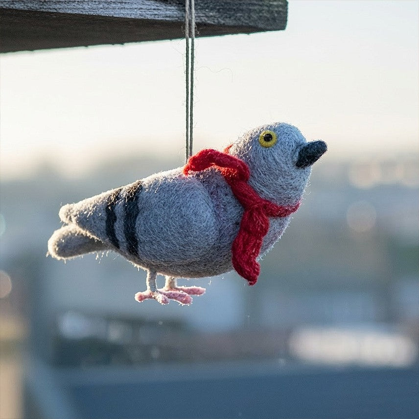 Pigeon With Scarf Handmade Ornament