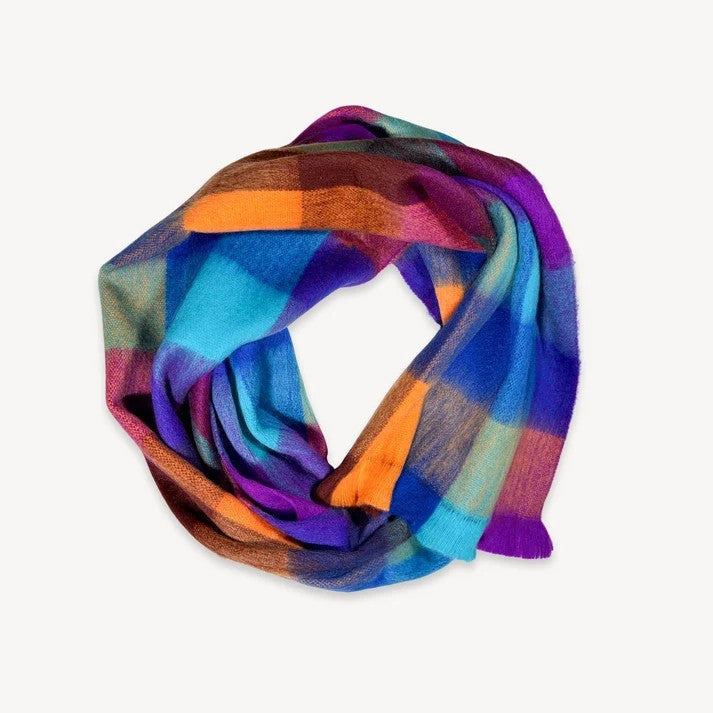 Pokoloko Alpaca Seamless Check Scarf - Thistle Check