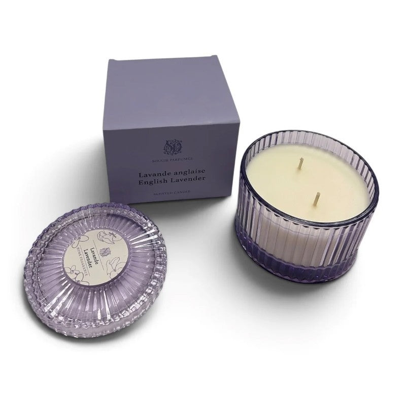 English Lavender Glass Candle w/Lid