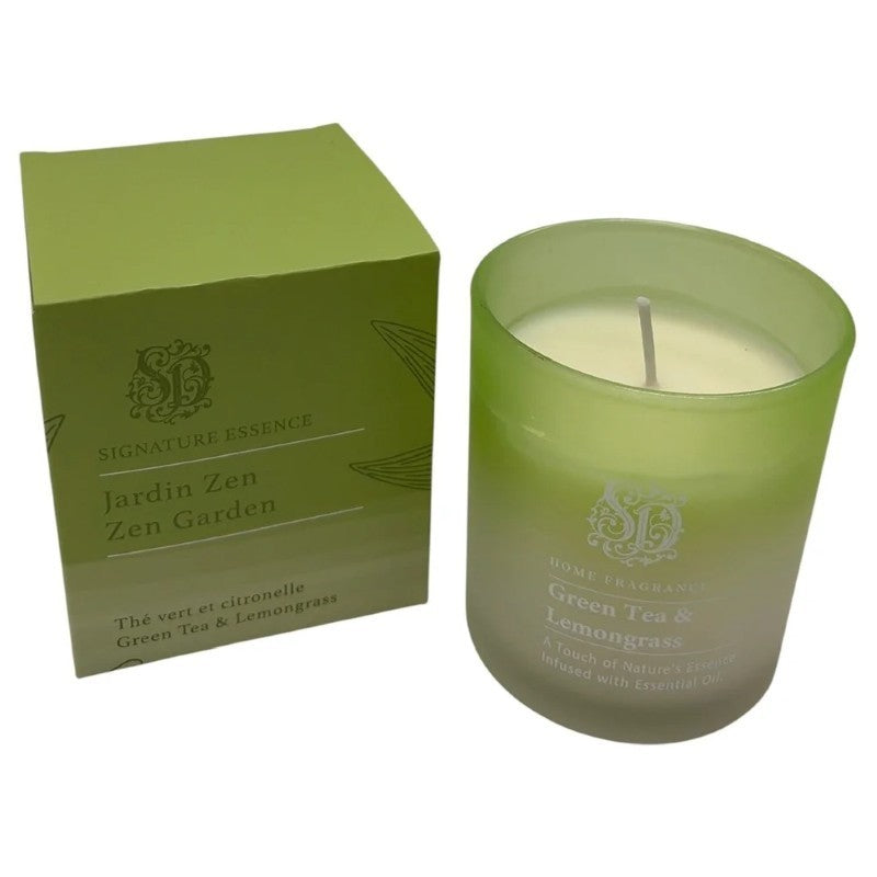 Green Tea &amp; Lemongrass Frosted Glass Candle