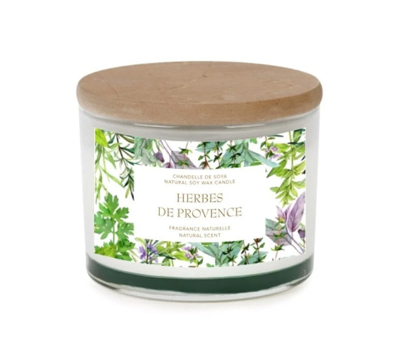 Herbs De Provence Glass Candle w/Gold Lid