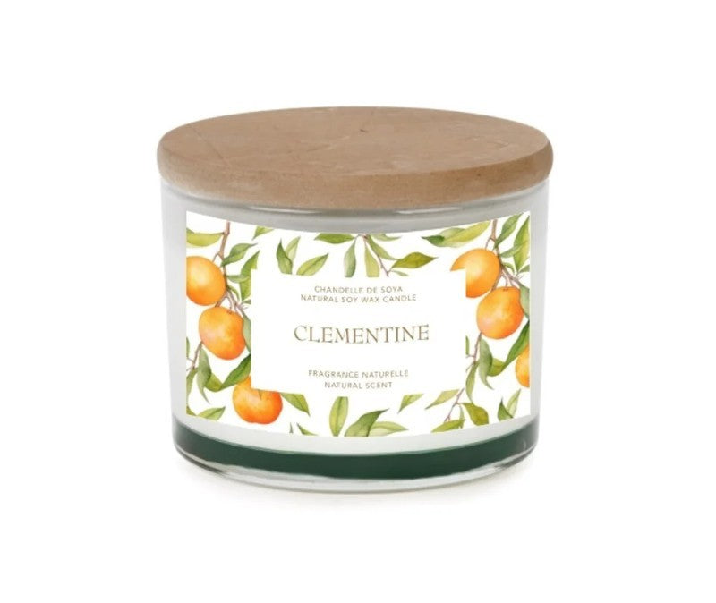Clementine Glass Candle w/Gold Lid