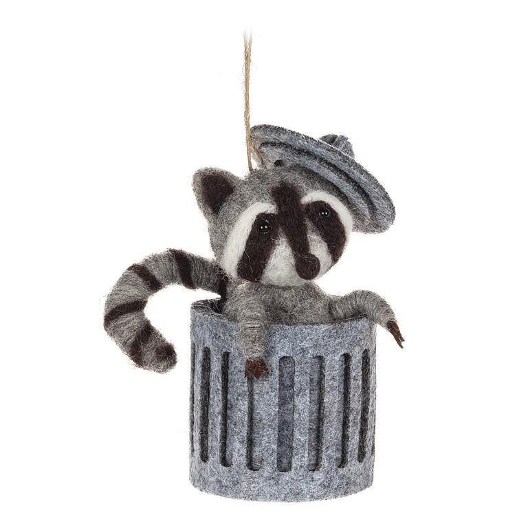 Raccoon in Trash Can Ornament