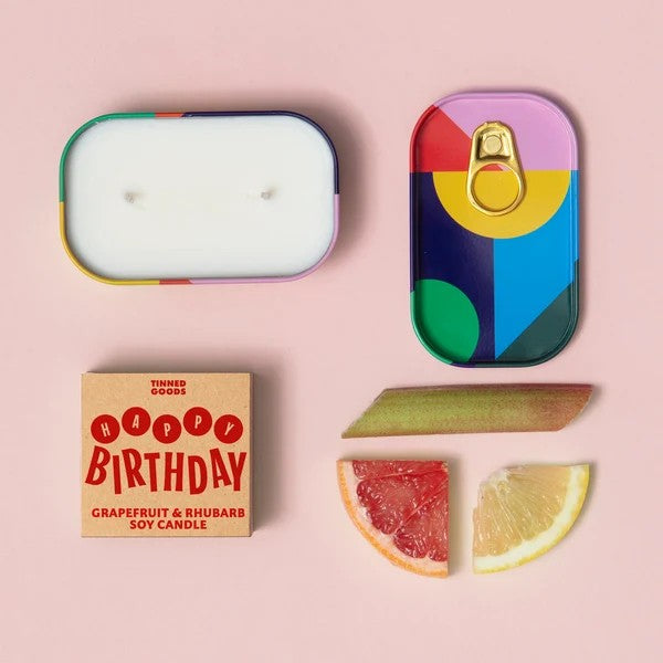 Grapefruit and Rhubarb |Happy Birthday Tinned Soy Candle