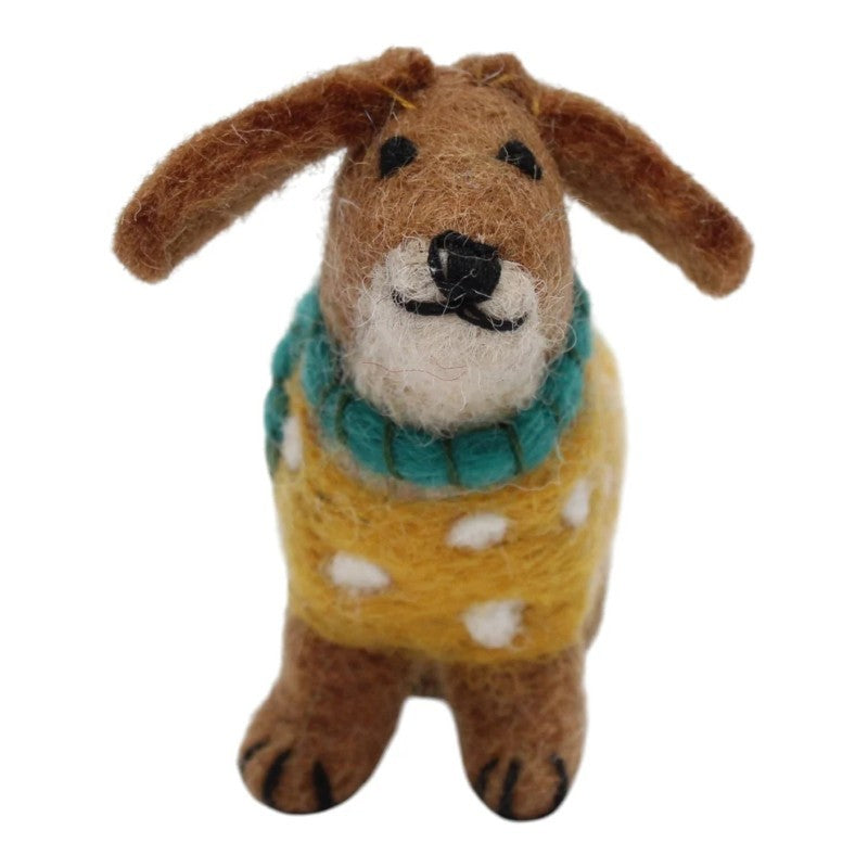 Puppy Wearing Yellow Sweater Felt Ornament