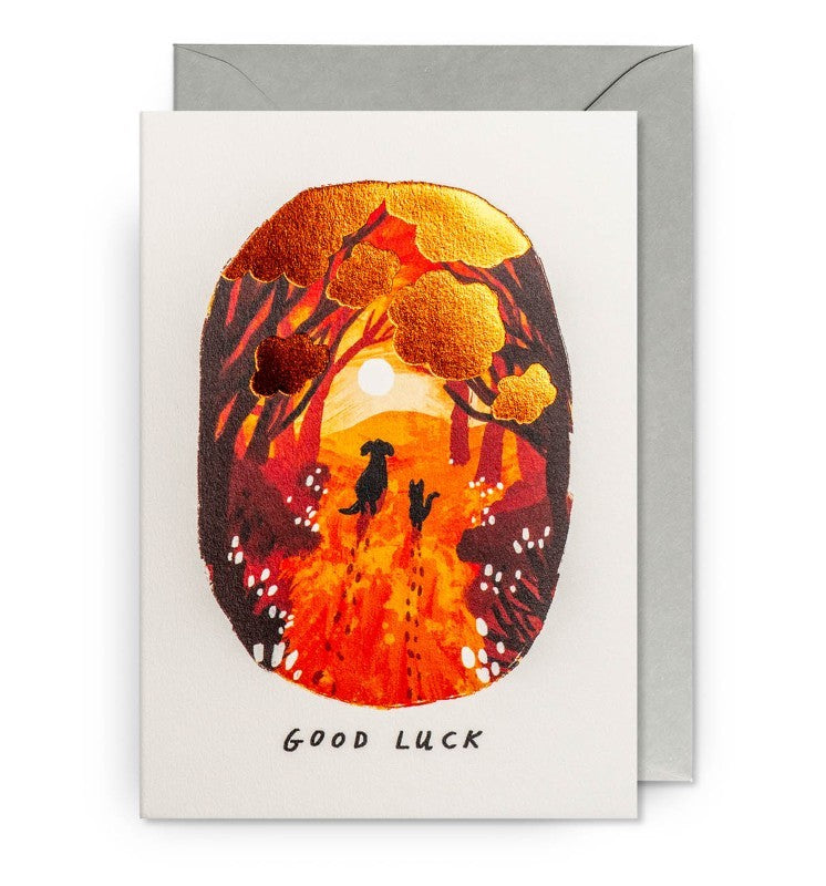 Cat Dog Good Luck Greeting Card