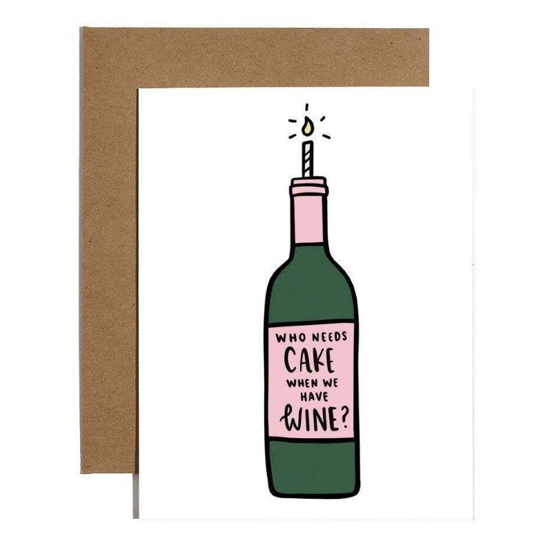 Cake Wine Birthday Card