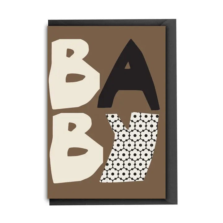Muted Mono Abstract New Baby Card