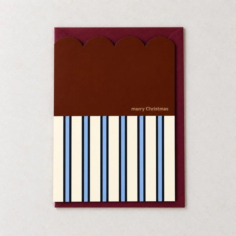 Scallop Foil Blue Christmas Card