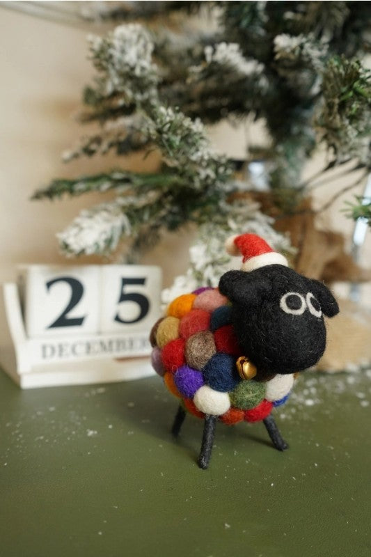 Ziggy At Christmas - The Felt Wool Rainbow Sheep