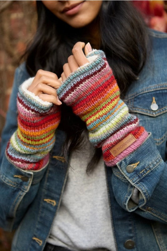 Seville Knit Sunset Stripe Fingerless Gloves