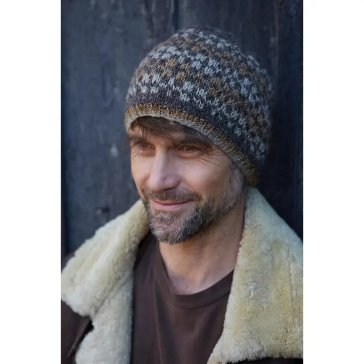 Rosslare Fair Isle Wool Beanie – Bark Brown