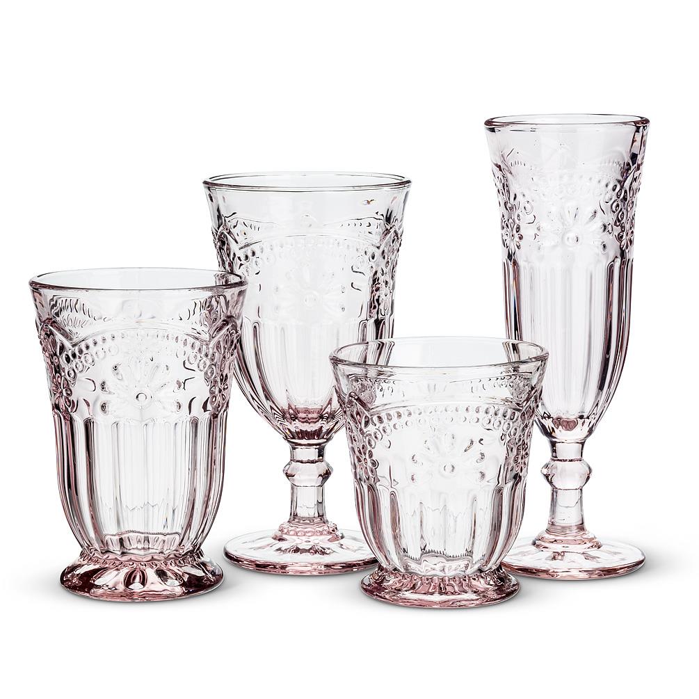 Champagne Pink Flower Highball Glass 