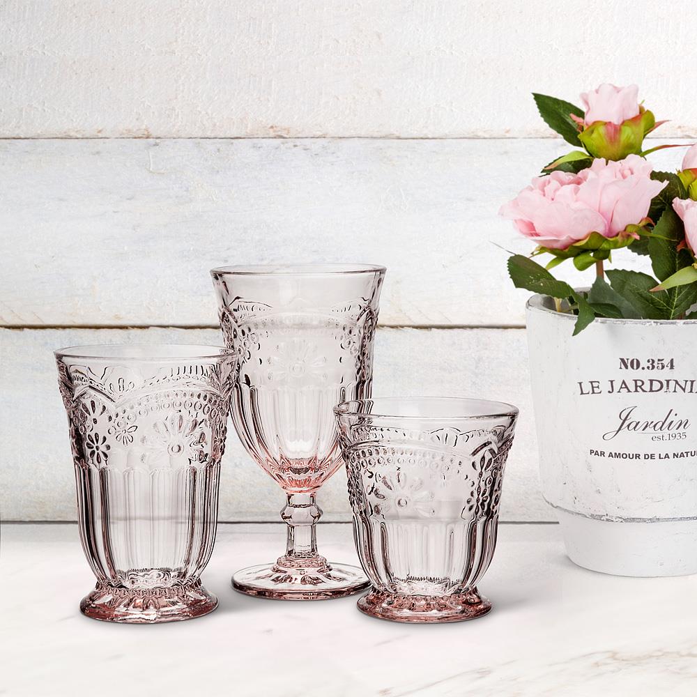 Champagne Pink Flower Highball Glass 