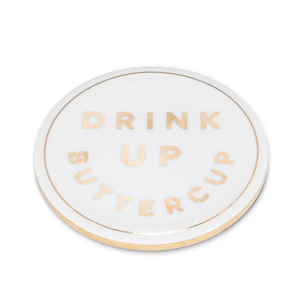 Drink Up Buttercup Ceramic Coaster - Moss Danforth