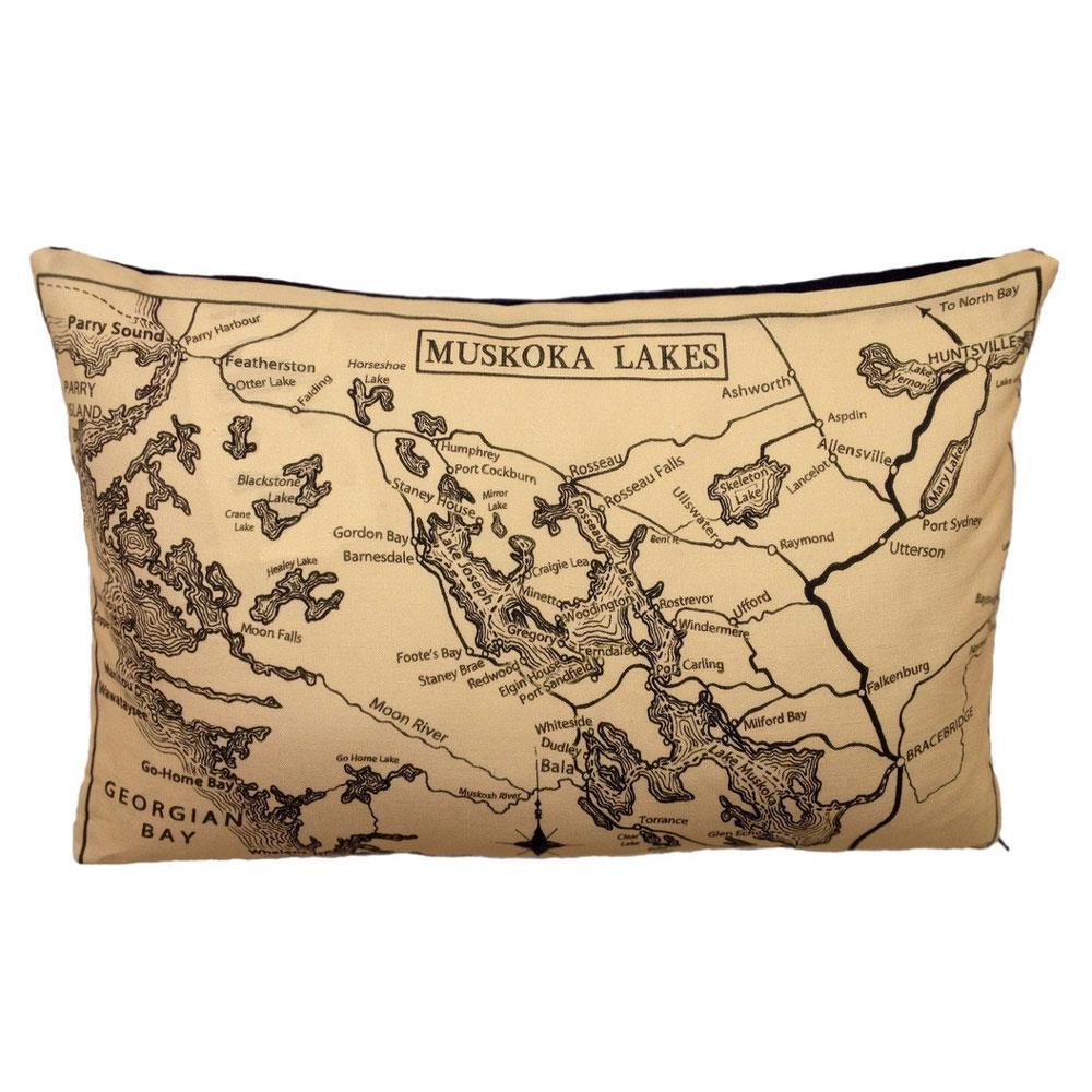 Musoska Lakes Map Pillow