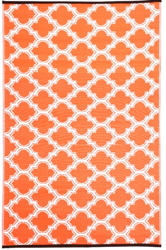 Quatrefoil Orange Outdoor Carpet