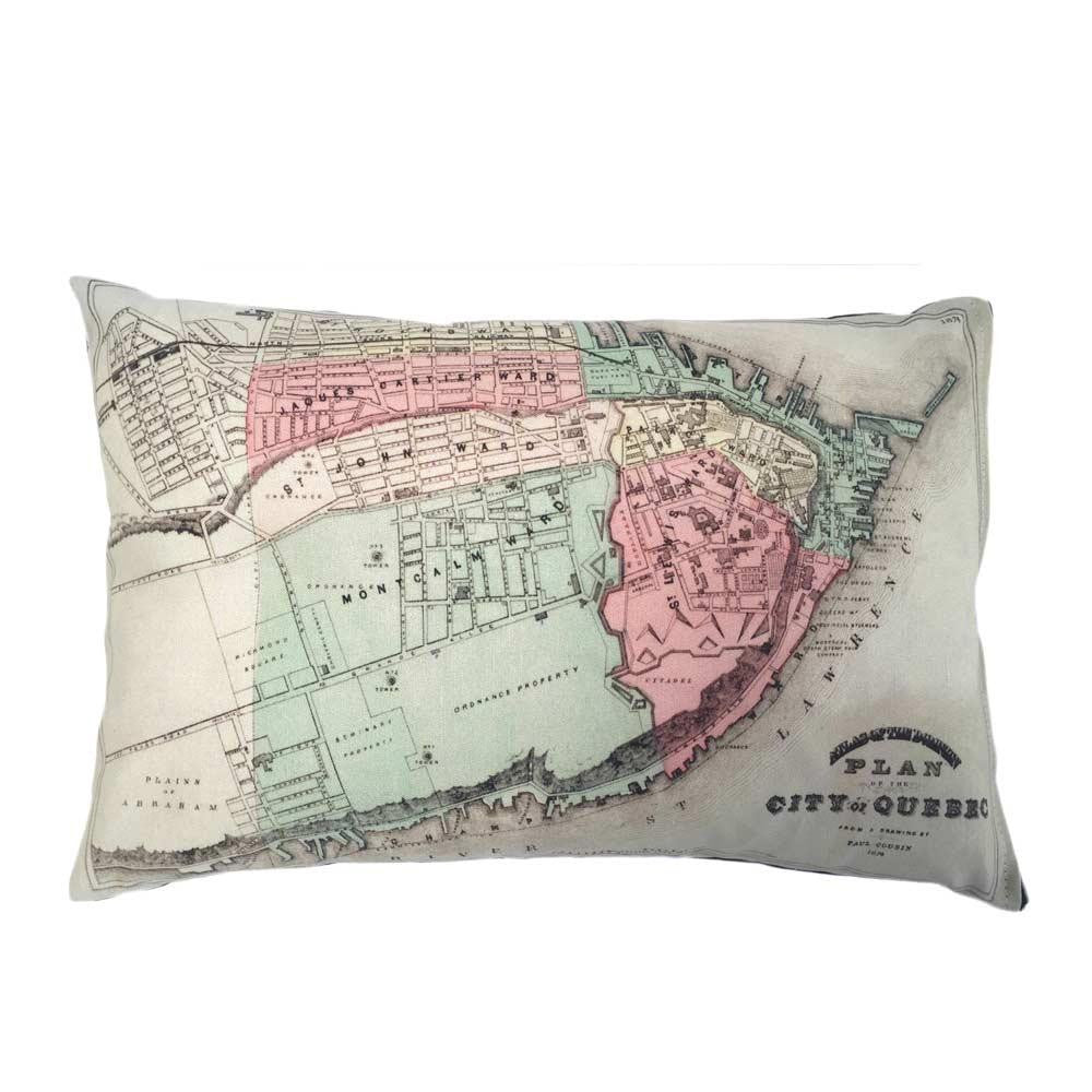Quebec City Map Pillow